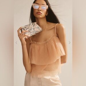 NWT By Anthropologie Pleated Tulle Tank